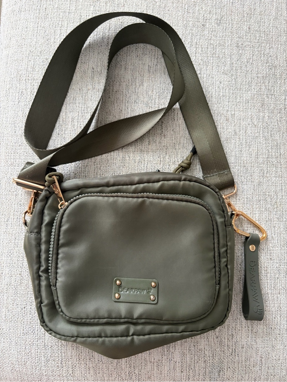 BearPaw Olive Green Crossbody with Rose Gold Hardware